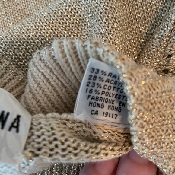 MARISA CHRISTINA Vintage Long Sleeve sweater metallic gold shimmer, Size: M / L - Picture 7 of 12